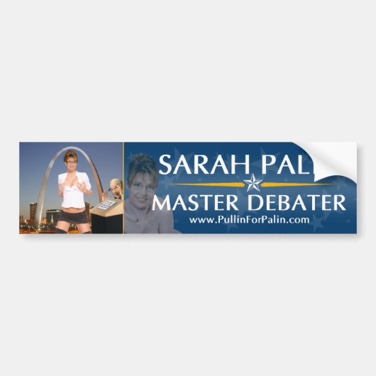 Sarah Palin - Master Debater Bumpersticker (Voorkant)