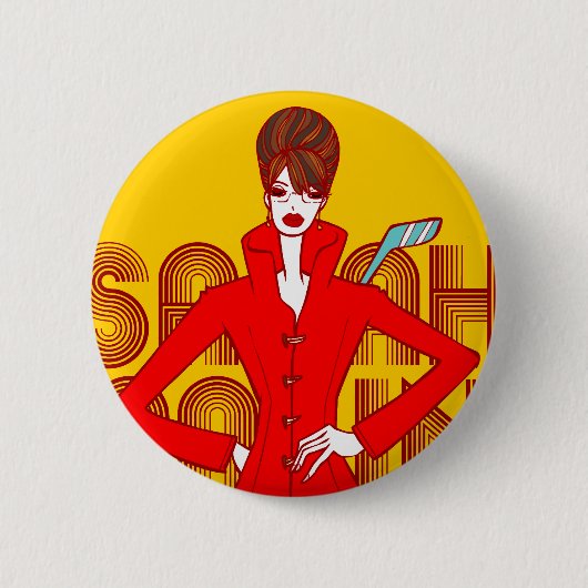 Sarah Palin Mode Style Doodle Art Button (Voorkant)