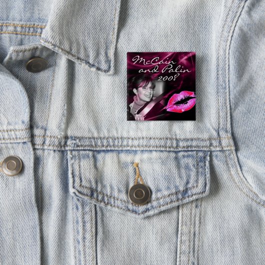Sarah Palin Pink Lip Button (In situ)