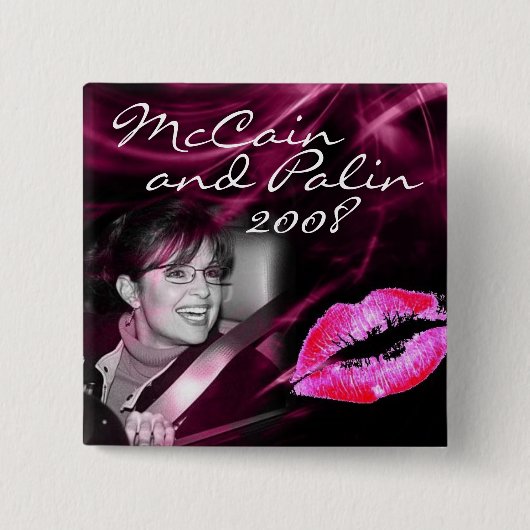 Sarah Palin Pink Lip Button (Voorkant)
