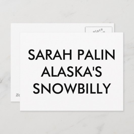 SARAH PALINALASKA'S SNOWBILLY BRIEFKAART (Voorkant / Achterkant)