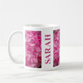 "Sarah" Pink Spring Hydrangea Floral Lettering Art Koffiemok (Links)