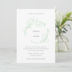 Sarah Sage Groene Bloemenkrans Moderne Huwelijk Kaart