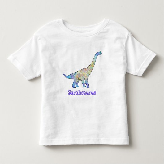 Sarah Saurus Colorful Brachiosaurus Dinosaur Art Kinder Shirts (Voorkant)