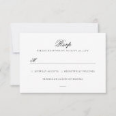 Sarah Simple Elegant Black & White Wedding RSVP Kaartje (Voorkant)