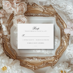 Sarah Simple Elegante Zwarte & Witte Trouwdag RSVP Kaartje