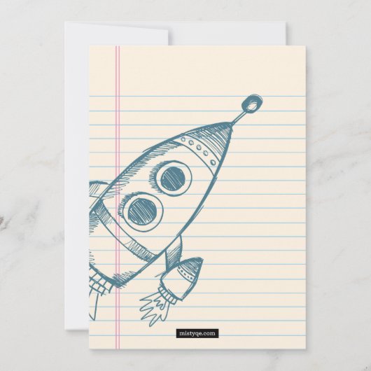 Sarah Tidwell Rocket Bris/Circumcision Uitnodiging (Achterkant)