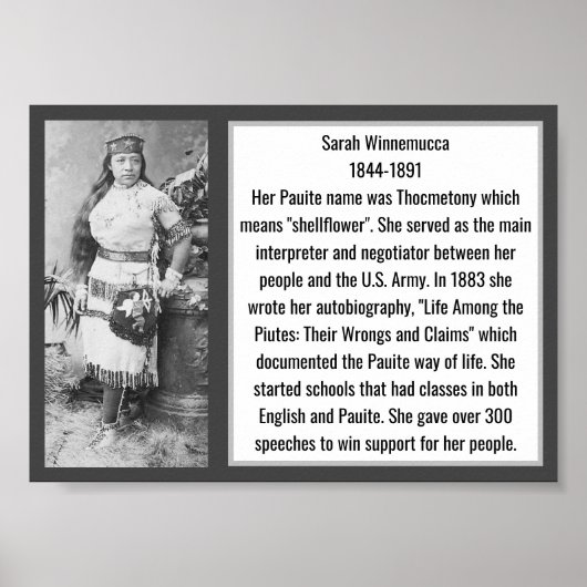 Sarah Winnemucca Native American Author Leader Poster (Voorkant)