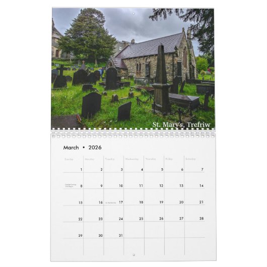Sarah Woodbury's Kerken van Wales Kalender (Mar 2026)