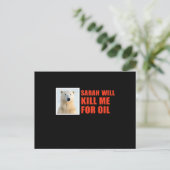 Sarah zal me vermoorden voor olie briefkaart (Staand voorkant)