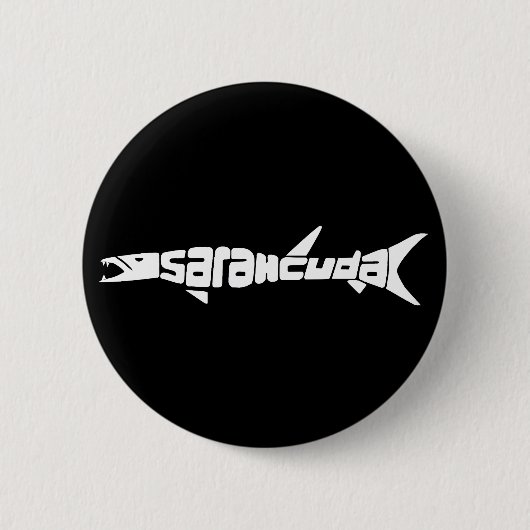 Sarahcuda White op zwarte Button - Gepersonaliseer (Voorkant)