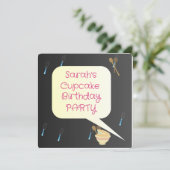 Sarah's Cupcake Party Birthday Invitation Kaart (Staand voorkant)