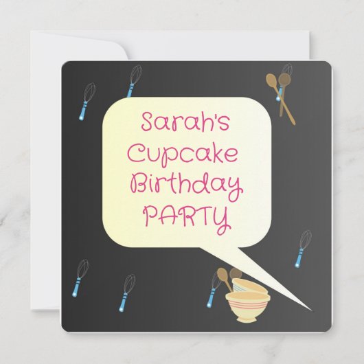 Sarah's Cupcake Party Birthday Invitation Kaart (Voorkant)