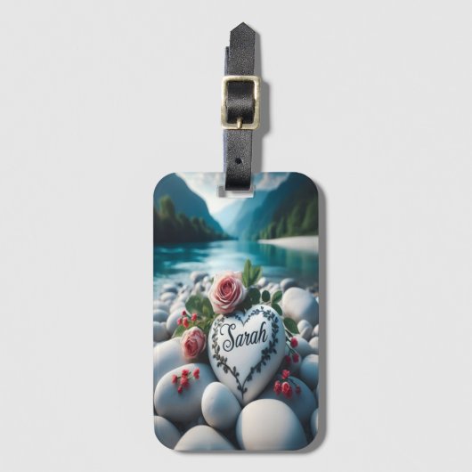 Sarah's hart bij de rivier bagagelabel (Voorkant (verticaal))