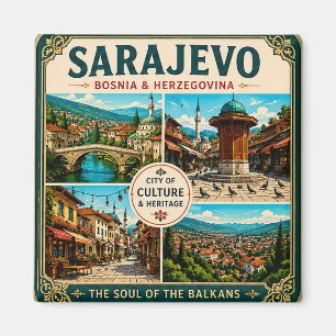 🧲 Sarajevo Bezienswaardigheden Reis Souvenir Koel Magneet