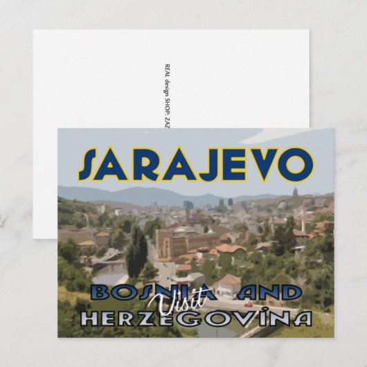 Sarajevo, Bezoek Bosnië en Herzegovina Briefkaart (Voorkant / Achterkant)