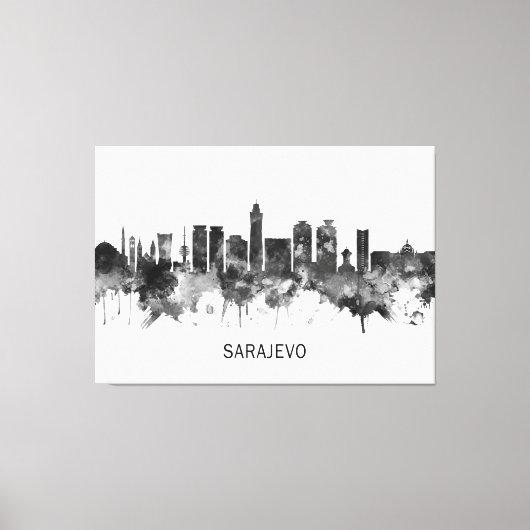Sarajevo Bosnië en Herzegovina Skyline BW Canvas Afdruk (Voorkant)