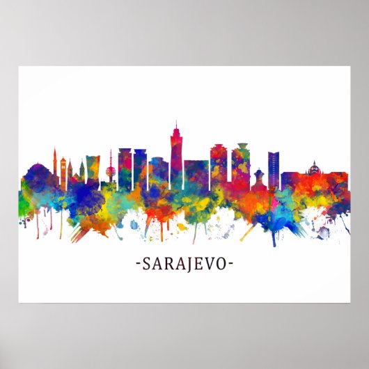 Sarajevo Bosnië en Herzegovina Skyline Poster (Voorkant)