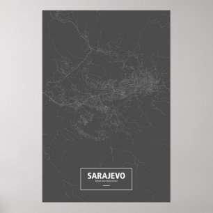 Sarajevo, Bosnië en Herzegovina (wit op zwart) Poster