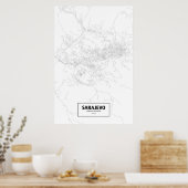 Sarajevo, Bosnië en Herzegovina (zwart op wit) Poster (Keuken)