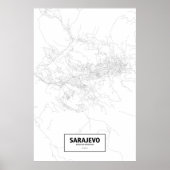 Sarajevo, Bosnië en Herzegovina (zwart op wit) Poster (Voorkant)