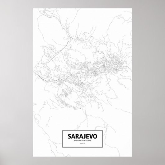 Sarajevo, Bosnië en Herzegovina (zwart op wit) Poster (Voorkant)