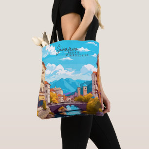 Sarajevo Bosnië  kunst reisillustratie Tote Bag