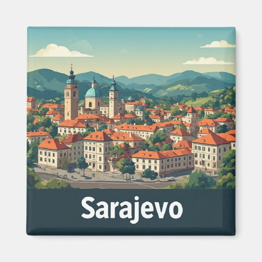 Sarajevo Bosnië Reis Souvenir 🗺️ Magneet (Voorkant)