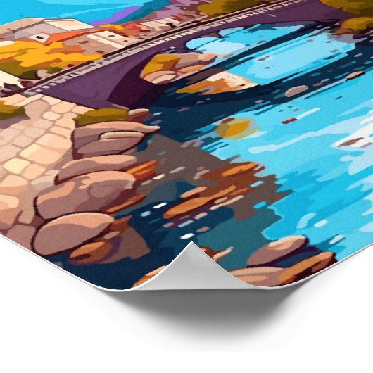 Sarajevo Bosnië vintage reisillustratie Poster (Hoek)