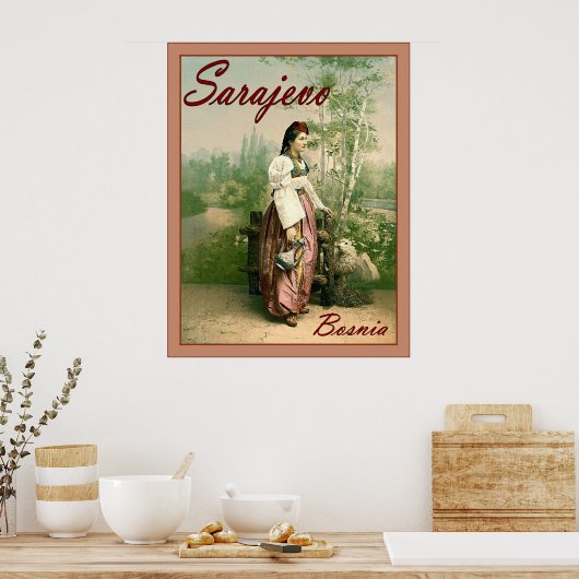 Sarajevo ~ Bosnië ~ Vintage Travel Poser. Poster (Keuken)