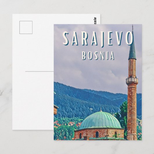 Sarajevo, de historische stad van Bosnië en Herzeg Briefkaart (Voorkant / Achterkant)