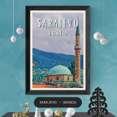 Sarajevo, de historische stad van Bosnië en Herzeg Poster