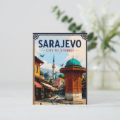 ⛲ Sarajevo Oude Bazaar Landmark Reis Souvenir Briefkaart (Staand voorkant)
