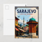 ⛲ Sarajevo Oude Bazaar Landmark Reis Souvenir Briefkaart (Voorkant / Achterkant)