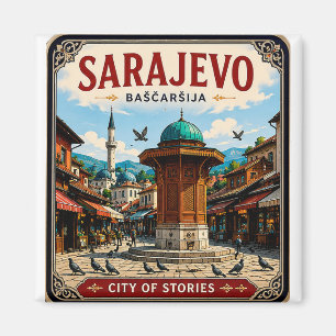 🧲 Sarajevo Sebilj Fontein Vakantie Souvenir Magneet