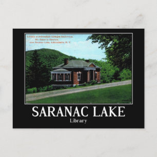 Saranac Lake, Adirondacks, Vintage van de Biblioth Briefkaart