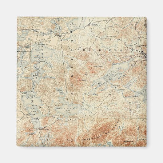 Saranac Lake Chain (Lager, Midden- en Bovenmeren) Magneet (Voorkant)