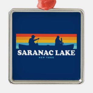 Saranac Lake New York Canoe Metalen Ornament