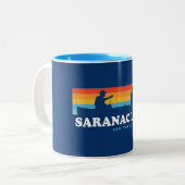 Saranac Lake New York Canoe Tweekleurige Koffiemok (Voorkant links)