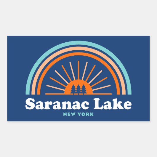 Saranac Lake New York Rainbow Rechthoekige Sticker (Voorkant)