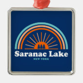 Saranac Lake New York Regenboog Metalen Ornament (Voorkant)