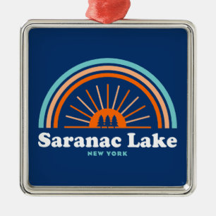 Saranac Lake New York Regenboog Metalen Ornament