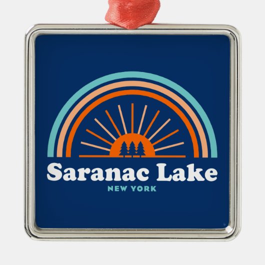 Saranac Lake New York Regenboog Metalen Ornament (Voorkant)