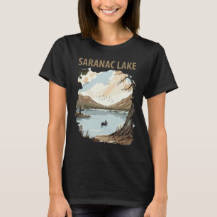 Saranac Lake NY Adirondack Retro Reizen T-shirt