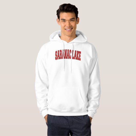SARANAC LAKE NY NEW YORK Varsity Style U Hoodie (Voorkant volledig)