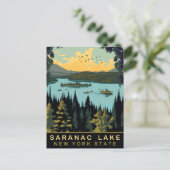 Saranac Lake, NY, Vintage reizen Briefkaart (Staand voorkant)