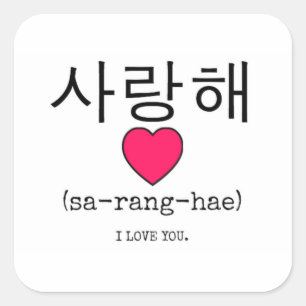 Saranghae - Koreaans voor mij Vierkante Sticker