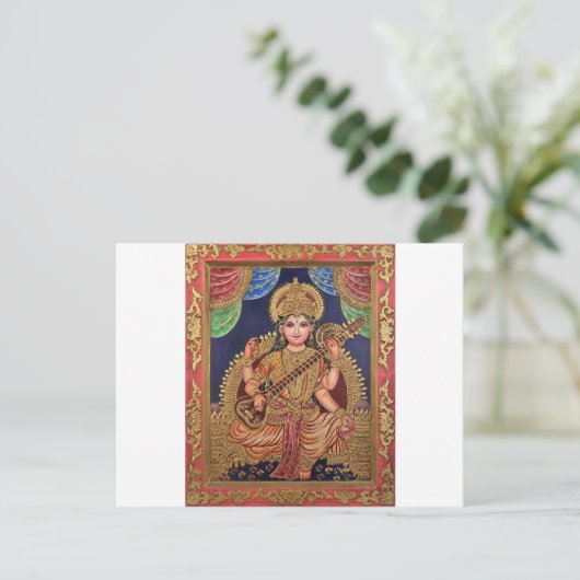 SARASAWATI ANTIEK INDIAANSE AFDRUKKEN VOOR HET BEW BRIEFKAART (Staand voorkant)