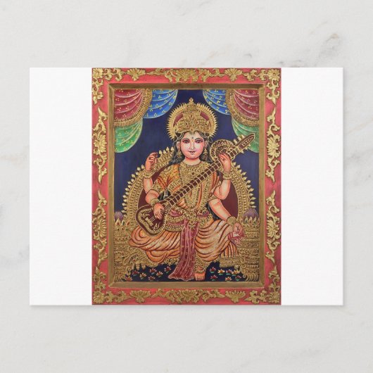 SARASAWATI ANTIEK INDIAANSE AFDRUKKEN VOOR HET BEW BRIEFKAART (Voorkant)