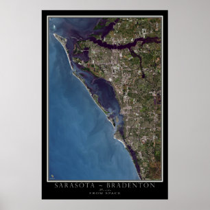 Sarasota - Bradenton Florida Satellite Poster Map